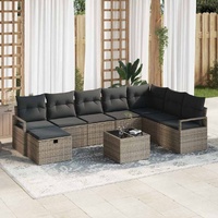 Garden Sofa Set 8 pcs Grey Poly rattan