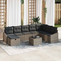 Garden Sofa Set 9 pcs Grey 55 x 62 x 69 cm Poly rattan