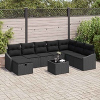 Garden Sofa Set 9 pcs Black 55 x 62 x 69 cm Poly rattan