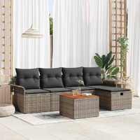 Garden Sofa Set with Cushion 6 pcs Grey Poly rattan