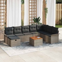 Garden Sofa Set with Cushion 9 pcs Grey Poly rattan