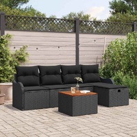 Garden Sofa Set with Cushion 6 pcs Black Poly rattan