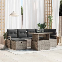 Garden Sofa Set with Cushion 7 pcs Grey Poly rattan