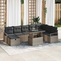 Garden Sofa Set with Cushion 9 pcs Grey Poly rattan