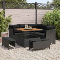 Garden Sofa Set Height-Adjustable 8 pcs Black Poly Rattan
