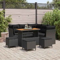 Garden Sofa Set Height-Adjustable 9 pcs Black Poly Rattan