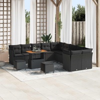 Garden Sofa Set 13 pcs Black Poly Rattan