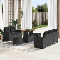 Garden Sofa Set with Cushion 8 pcs Black Poly Rattan