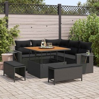 Garden Sofa Set with Cushion 8 pcs Black Poly Rattan