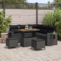 Garden Sofa Set with Cushion 8 pcs Black Poly Rattan