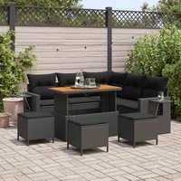 Garden Sofa Set with Cushion 9 pcs Black Poly Rattan
