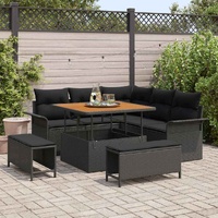Garden Sofa Set with Cushion 8 pcs Black Poly Rattan