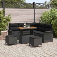 Garden Sofa Set with Cushion 8 pcs Black Poly Rattan