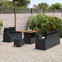 Garden Sofa Set Height-Adjustable 8 pcs Black Poly Rattan