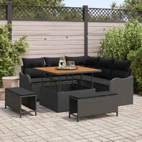 Garden Sofa Set with Cushion 8 pcs Black Poly Rattan