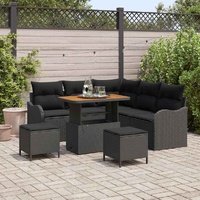Garden Sofa Set with Cushion 8 pcs Black Poly Rattan