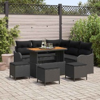 Garden Sofa Set with Cushion 9 pcs Black Poly Rattan