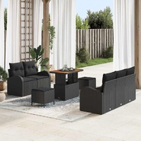 Garden Sofa Set with Cushion 8 pcs Black Poly Rattan