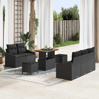Garden Sofa Set with Cushion 8 pcs Black Poly rattan