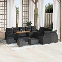 Garden Sofa Set with Cushion 14 pcs Black Poly rattan