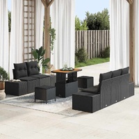 Garden Sofa Set with Cushion 8 pcs Black Poly Rattan