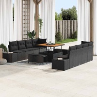 Garden Sofa Set with Cushion 11 pcs Black Poly rattan