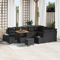 Garden Sofa Set with Cushion 12 pcs Black Poly Rattan