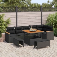 Garden Sofa Set 9 pcs Black Poly Rattan