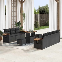 Garden Sofa Set 10 pcs Black Poly Rattan