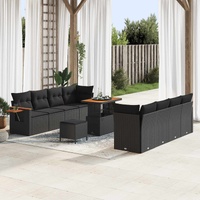 Garden Sofa Set 11 pcs Black Poly Rattan