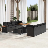 Garden Sofa Set 11 pcs Black Poly Rattan