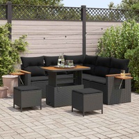 Garden Sofa Set 8 pcs Black Poly Rattan