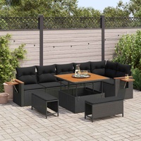 Garden Sofa Set 9 pcs Black Poly Rattan