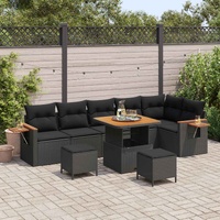 Garden Sofa Set 9 pcs Black Poly Rattan