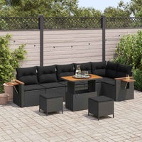 Garden Sofa Set 9 pcs Black Poly Rattan