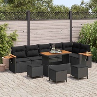 Garden Sofa Set 10 pcs Black Poly Rattan