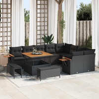 Garden Sofa Set 12 pcs Black Poly Rattan