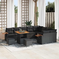 Garden Sofa Set 12 pcs Black Poly Rattan