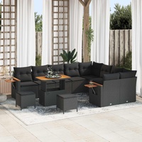 Garden Sofa Set 12 pcs Black Poly Rattan