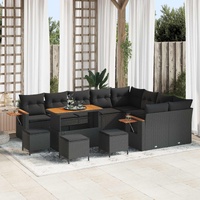 Garden Sofa Set 13 pcs Black Poly Rattan