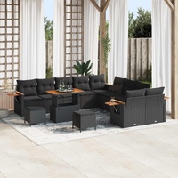 Garden Sofa Set 13 pcs Black Poly Rattan