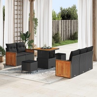 Garden Sofa Set 8 pcs Black Poly Rattan and Powder-Coated Steel