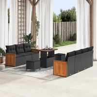 Garden Sofa Set with Cushion 10 pcs Black