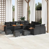 Garden Sofa Set with Cushion 14 pcs Black 110 x 55 x 71 cm