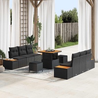 Garden Sofa Set 9 pcs Black Poly Rattan and Powder-coated Steel