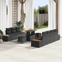 Garden Sofa Set with Cushion 10 pcs Black