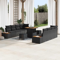 Garden Sofa Set with Cushion 11 pcs Black