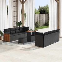 Garden Sofa Set with Cushion 11 pcs Black 90 x 55 x 71 cm