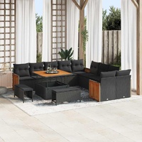Garden Sofa Set with Cushion 13 pcs Black 100 x 100 x 71 cm