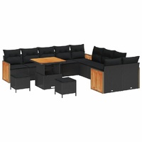 Garden Sofa Set with Cushion 13 pcs Black 80 x 80 x 71 cm